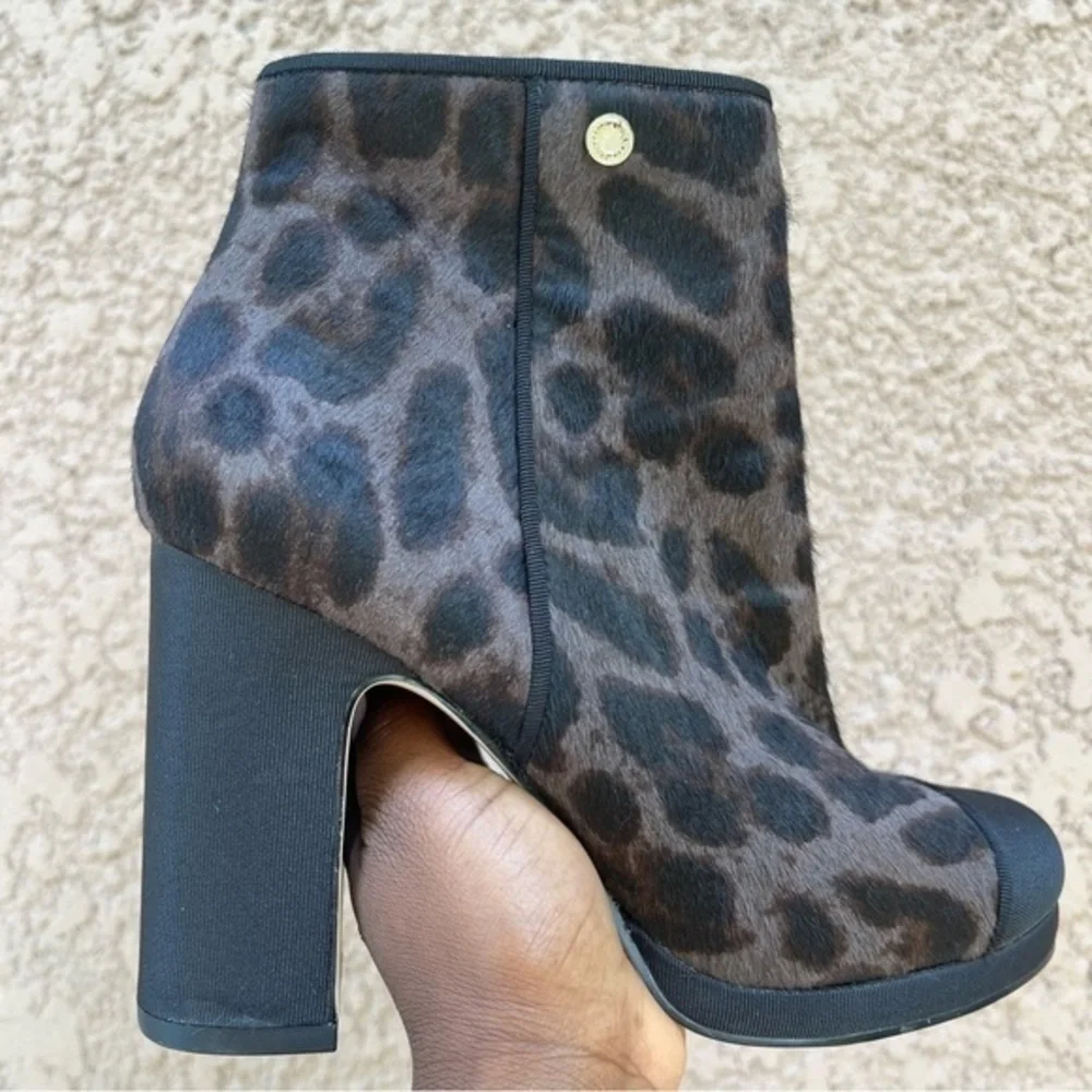 KARL LAGERFELD‎ Lainey Leopard Haircalf Heel Boots Womens 7.5